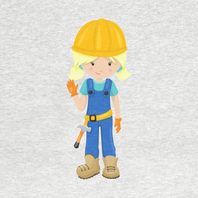 Construction Girl, Blonde Hair, Cute Girl, Hammer by Jelena Dunčević